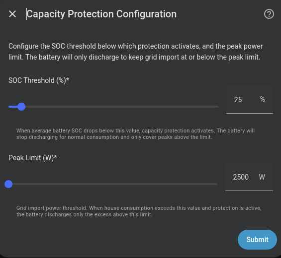Capacity protection configuration