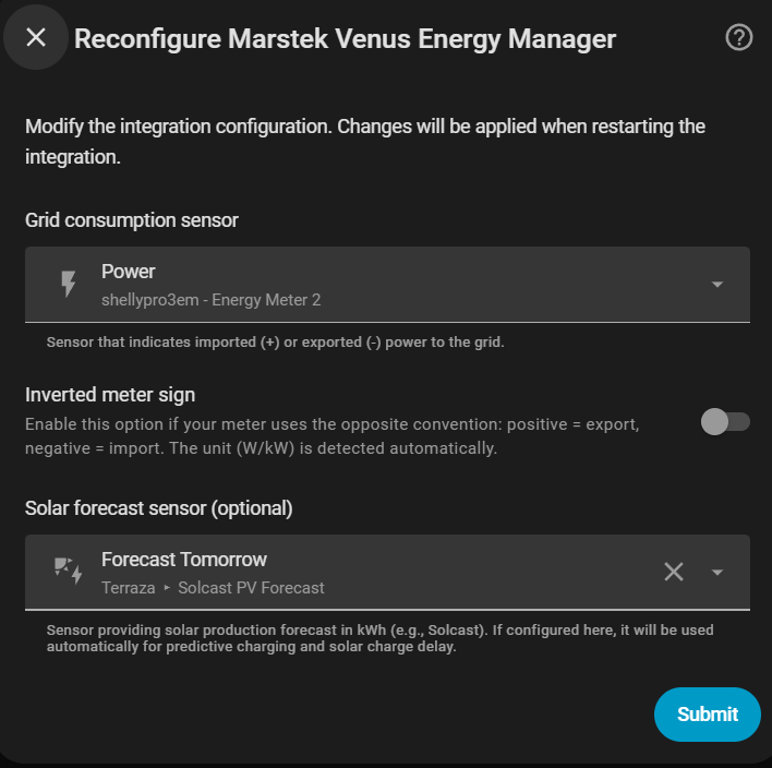 Configuración del sensor principal