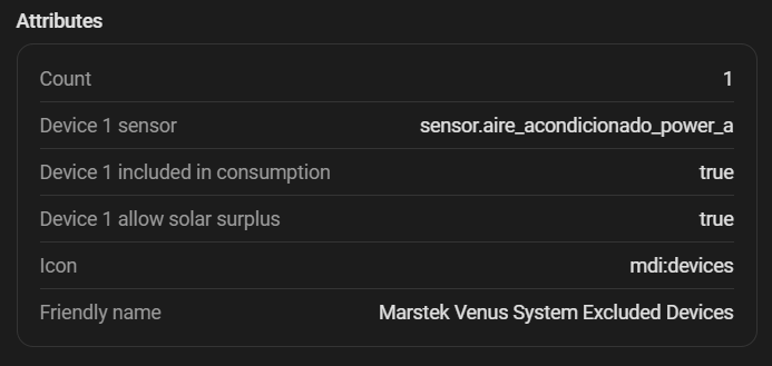 Sensor de potencia de dispositivo excluido en HA