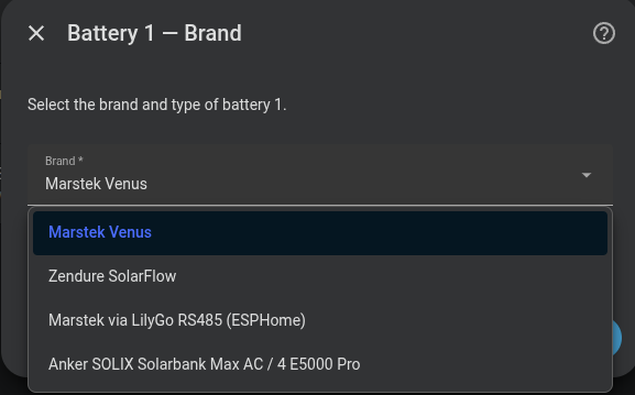 Battery brand selector