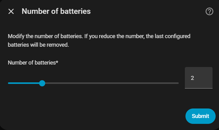 Number of Batteries slider