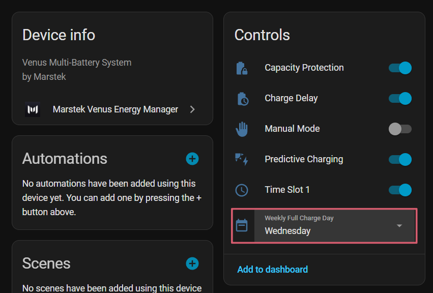 Weekly full charge configuration